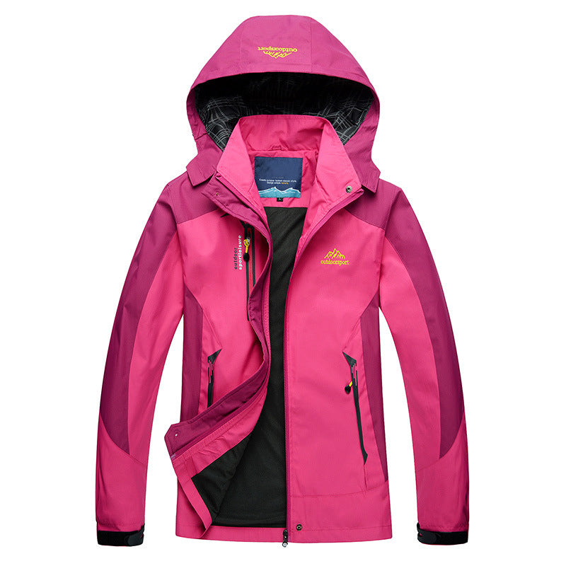 Outdoor Waterproof Jacket with Removable Hood for Women