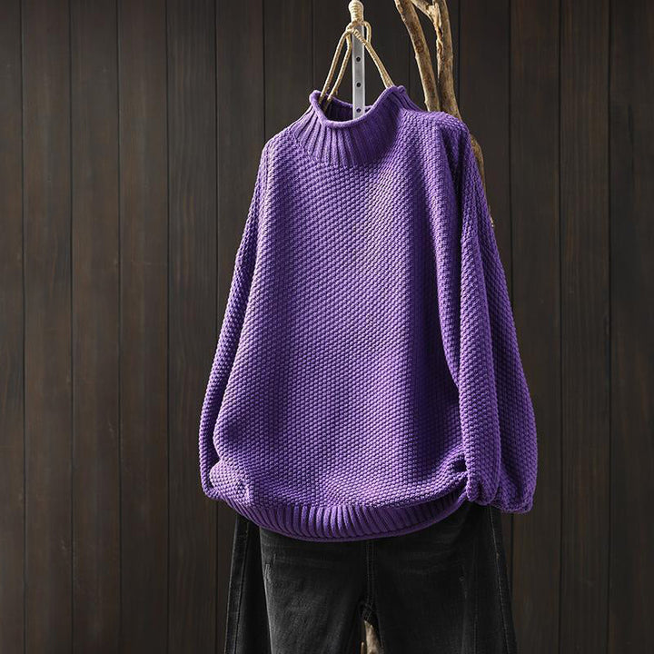 Women’s High-Neck Relaxed Fit Sweater with Textured Knit