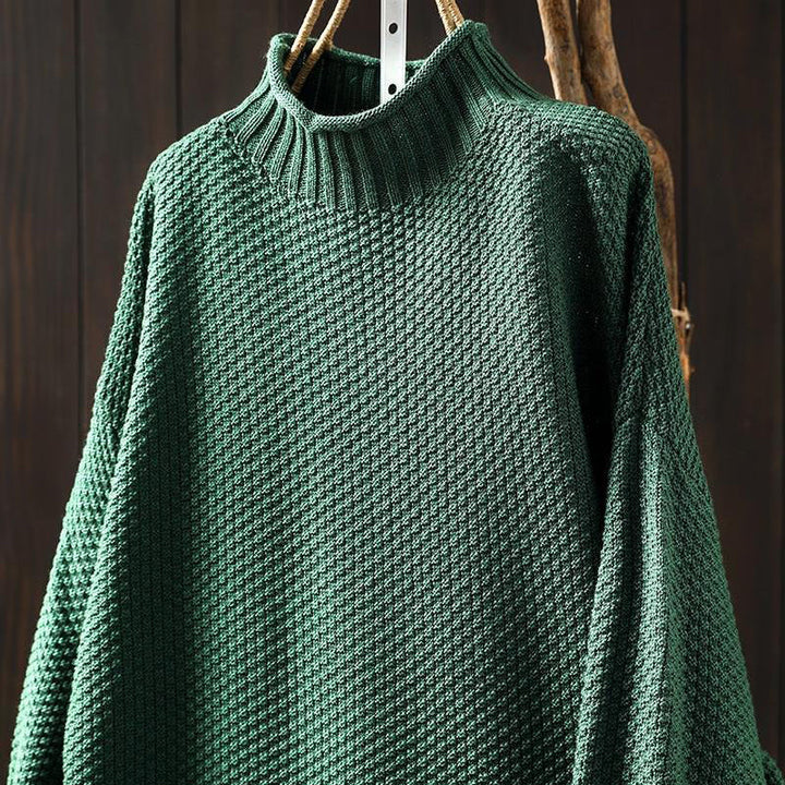 Women’s High-Neck Relaxed Fit Sweater with Textured Knit